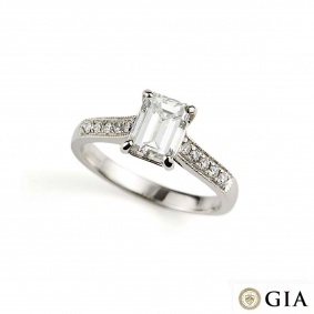 White Gold Emerald Cut Diamond Ring 1.51ct G/VS2